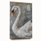 Acrylic wall art collection showcasing a side view of a graceful swan design, featuring vibrant colors and a modern aesthetic, ideal for elegant home decor.