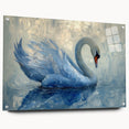 Swan-themed wall art collection displayed in acrylic glass, featuring intricate bird designs and mounted with pins, ideal for modern decor.