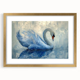 Swan-themed wall art collection framed in gold, featuring elegant birds design with a mat, ideal for adding a touch of sophistication to home decor.