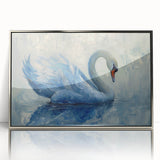 Framed wall art featuring a graceful swan design in acrylic with a silver frame, showcasing elegant details and a modern aesthetic, perfect for home decor.