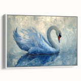 Framed canvas wall art showcasing a serene swan design in soft white tones, set against a minimalist background, ideal for enhancing modern home decor.