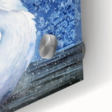 Close-up view of a stunning wall art piece featuring a graceful swan design, showcasing vibrant colors and intricate details on acrylic glass, perfect for home decor.