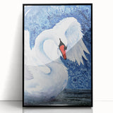 Framed black acrylic wall art featuring an elegant swan design, showcasing smooth lines and a modern aesthetic, perfect for enhancing contemporary home decor.