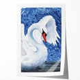 Elegant rolled print of swan-themed wall art collection, showcasing intricate bird designs with soft pastel colors, ideal for home decor enhancement.