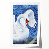 Elegant rolled print of swan-themed wall art collection, showcasing intricate bird designs with soft pastel colors, ideal for home decor enhancement.