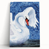 Elegant swan wall art on stretched canvas, showcasing delicate details and soft colors, perfect for enhancing any living space or home decor. Ideal for art enthusiasts seeking a serene and sophisticated atmosphere.