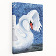Stretched canvas wall art showcasing a serene swan design in soft pastels, perfect for enhancing modern or minimalist home decor. Ideal for nature lovers.