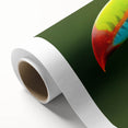 Vibrant tropical birds wall art on rolled canvas, showcasing bright colors and intricate details, perfect for enhancing any living space decor. Ideal for nature lovers.