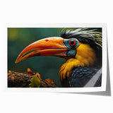Vibrant tropical bird wall art design printed on high-quality paper, showcasing colorful flora and fauna, ideal for home decor or nature-themed spaces.