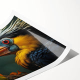 Tropical birds wall art print showcasing vibrant colors and intricate designs, rolled for easy shipping and display in any home decor setting.