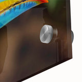 Vibrant tropical birds wall art design featuring intricate details and bright colors on acrylic glass, perfect for enhancing any modern living space.