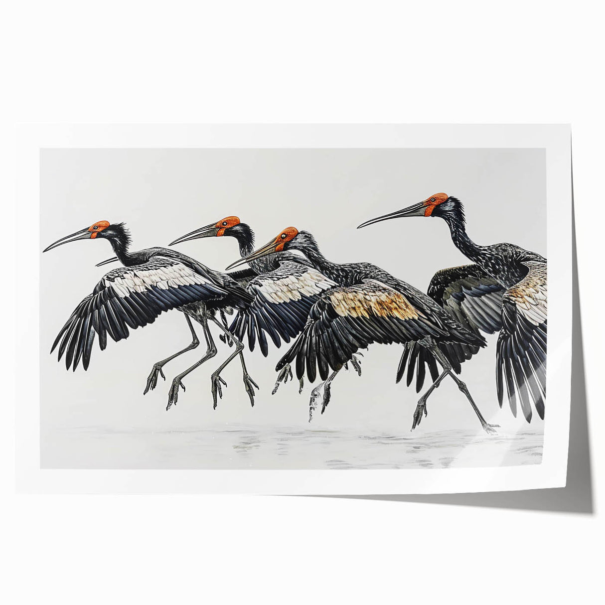 Tropical birds wall art print showcasing vibrant colors and intricate details, rolled and packaged in a protective tube for easy display. Perfect for nature-themed decor.