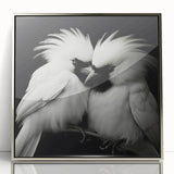 Framed wall art featuring a vibrant tropical bird design with silver accents, showcasing colorful parrots and exotic foliage, ideal for brightening living spaces.