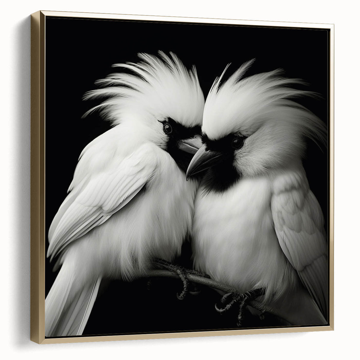 Framed tropical bird wall art featuring vibrant colors and intricate designs, showcasing exotic birds against a gold background, perfect for home decor.