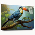 Tropical birds wall art collection displayed in an acrylic frame, showcasing vibrant colors and intricate designs, perfect for enhancing any living space.