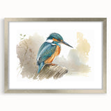 Tropical birds wall art collection framed with a silver mat, showcasing vibrant colors and intricate details, perfect for enhancing home decor aesthetics.