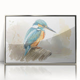 Framed wall art featuring a vibrant tropical bird design with colorful plumage, set in a sleek silver frame, perfect for enhancing any modern decor.