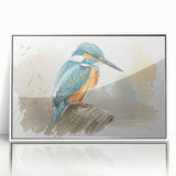 Framed wall art showcasing a vibrant tropical bird design, featuring colorful feathers and intricate details, set against a white background for a modern decor look.