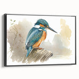 Framed canvas wall art showcasing a vibrant tropical bird design, featuring rich colors and intricate details, presented in a sleek black frame, ideal for adding a touch of nature to home decor.