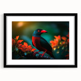 Tropical birds wall art collection featuring vibrant colors and intricate designs, framed in a sleek black matte frame, perfect for home decor. Ideal for nature lovers and interior design enthusiasts.