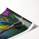 Tropical birds wall art featuring vibrant colors and intricate details, showcasing exotic species amidst lush foliage, perfect for brightening any space.