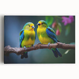 Tropical birds wall art canvas print featuring vibrant colors and intricate designs, perfect for enhancing home decor in living spaces or offices, showcasing nature's beauty.