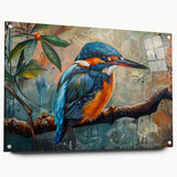 Tropical birds wall art collection displayed in an acrylic glass frame, showcasing vibrant colors and intricate details, ideal for enhancing modern home decor.
