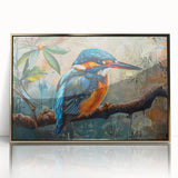 Framed tropical birds wall art featuring vibrant colors and a gold-acrylic finish, showcasing intricate details and elegant design, perfect for home decor.