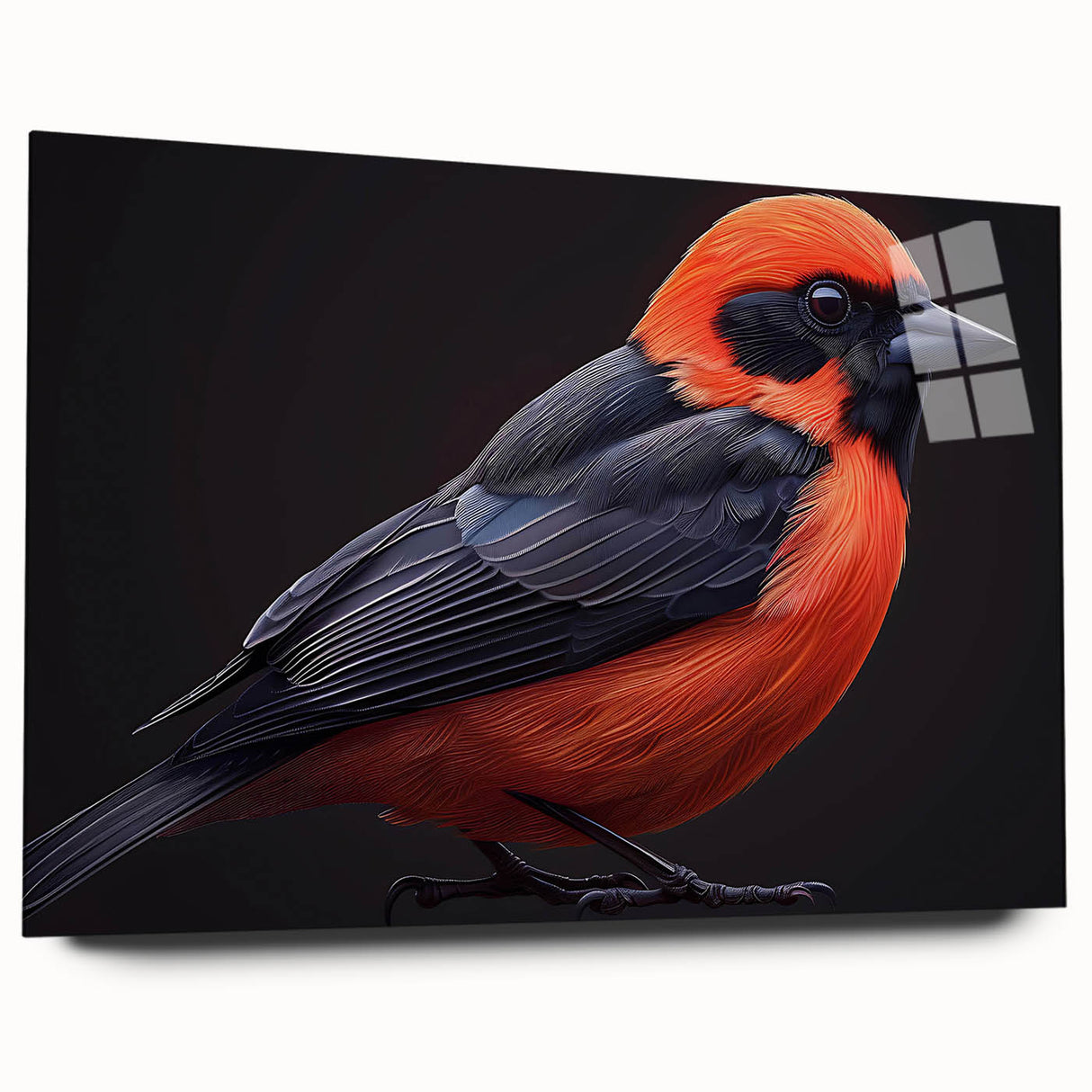 Tropical birds wall art collection displayed in a side view, showcasing vibrant colors and intricate designs on acrylic glass, perfect for home decor.