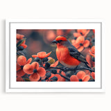 Framed wall art collection featuring a vibrant tropical bird design in a white mat and frame, ideal for enhancing home decor with a touch of nature.