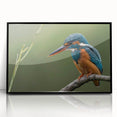 Framed wall art featuring a vibrant tropical bird design with lush foliage, set in a sleek black frame, perfect for enhancing modern decor.