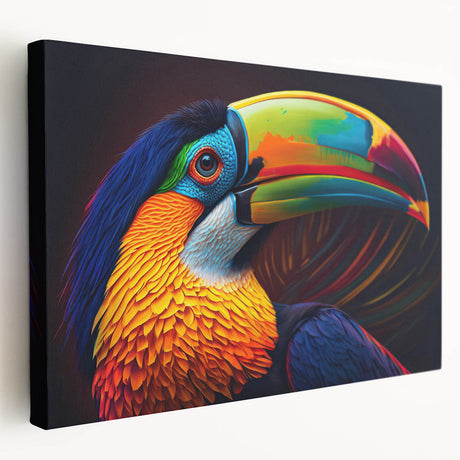 Tropical birds wall art collection on stretched canvas, showcasing vivid colors and intricate designs, ideal for enhancing home decor with a nature-inspired theme.