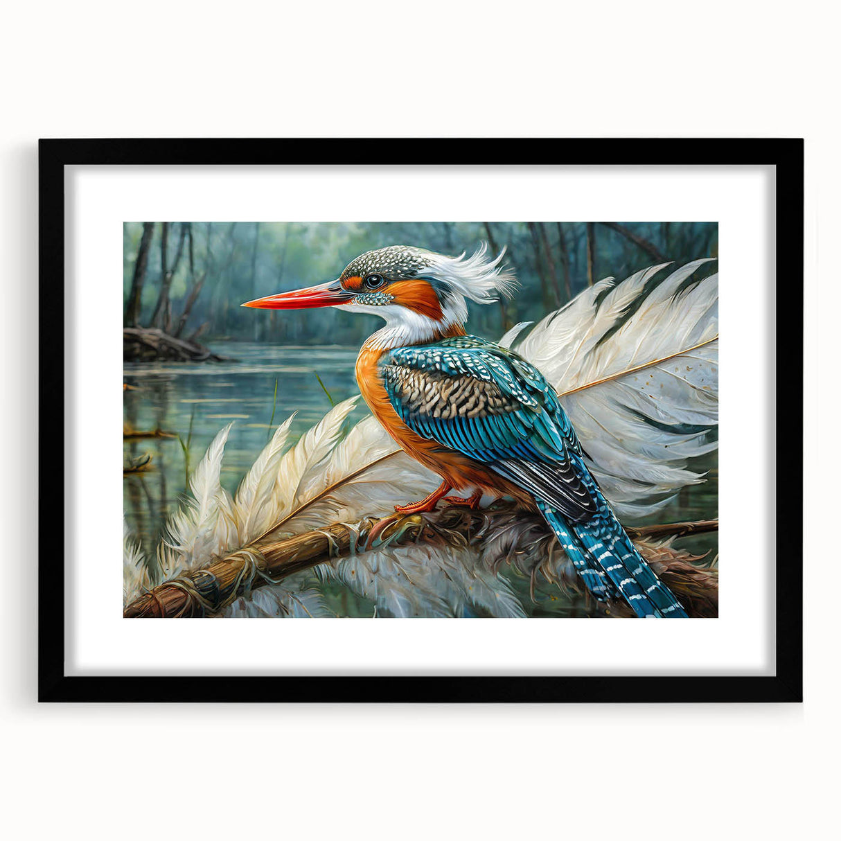 Tropical birds wall art framed in black, showcasing vibrant colors and intricate designs, perfect for enhancing home decor with a natural theme.