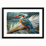 Tropical birds wall art framed in black, showcasing vibrant colors and intricate designs, perfect for enhancing home decor with a natural theme.