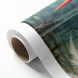 Vibrant rolled canvas showcasing a tropical bird design with bright colors and intricate details, ideal for enhancing home decor and wall art collections.