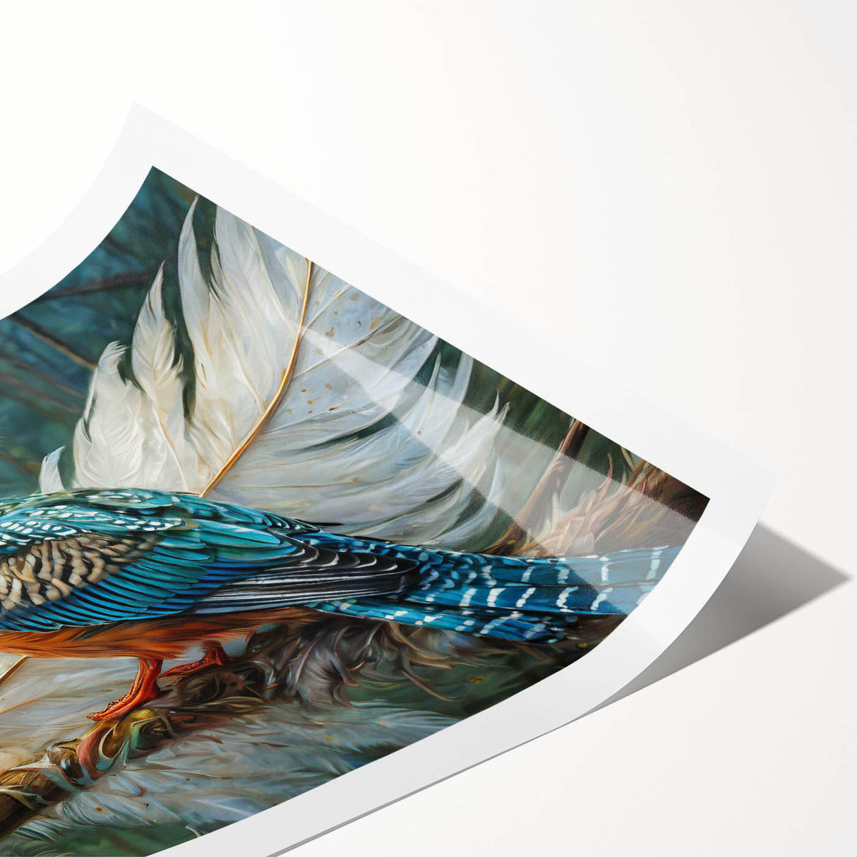 Tropical bird wall art print showcasing vibrant colors and intricate designs, rolled and ready for framing, perfect for enhancing home decor with a nature theme.