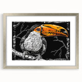 Tropical birds wall art collection in a silver frame with mat, showcasing vibrant colors and intricate designs, perfect for enhancing modern decor.