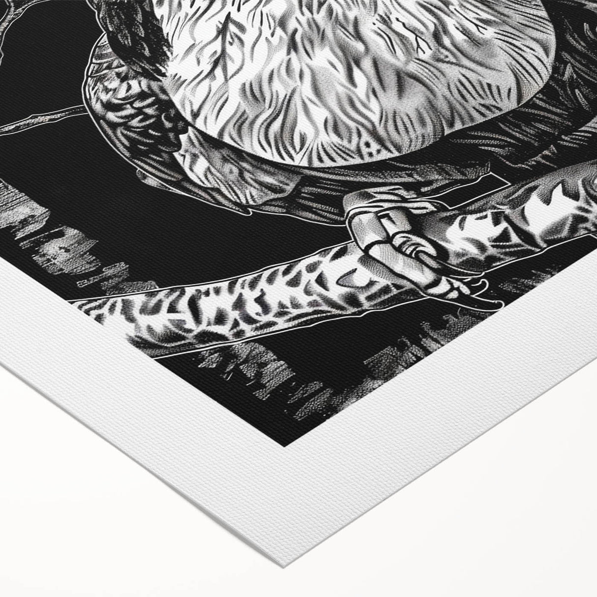 Tropical birds wall art design on rolled canvas, showcasing vibrant colors and intricate details, perfect for enhancing home decor with a lively touch.