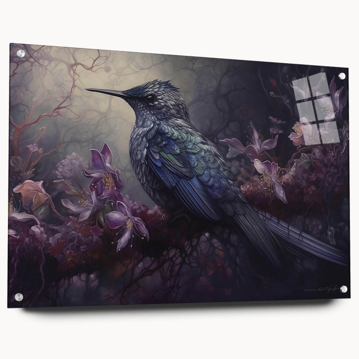 Tropical birds wall art collection displayed in a side view, showcasing vibrant colors and intricate details, mounted with pins for easy hanging.