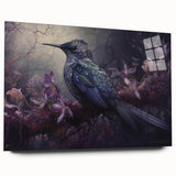 Vibrant tropical bird wall art design showcased on acrylic glass, highlighting vivid colors and fine details. Ideal for enhancing modern home decor aesthetics.