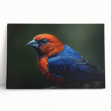 Tropical birds wall art design on stretched canvas, showcasing vibrant colors and intricate details, perfect for brightening up any room or office decor.