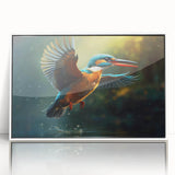 Framed wall art collection showcasing vibrant tropical birds in a white frame, ideal for adding a touch of nature-inspired decor to any room.