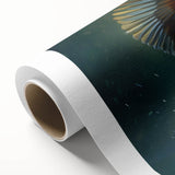 Tropical birds wall art design on rolled canvas, showcasing vibrant colors and intricate details, perfect for enhancing home decor or artistic spaces.