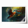 Tropical bird wall art print showcasing vibrant colors and intricate details, rolled for easy display. Perfect for enhancing home decor with a nature theme.