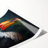 Tropical bird-themed wall art print showcasing vibrant colors and intricate designs, rolled for easy display. Perfect for adding a touch of nature to any room.