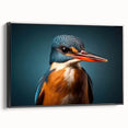 Framed canvas wall art showcasing a vibrant tropical bird design with a sleek black frame, ideal for enhancing home decor with a touch of nature.