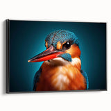Framed canvas wall art showcasing a vibrant tropical bird design with lush colors, displayed from a black side view, perfect for home decor and nature lovers.