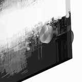 Close-up of a black and white abstract wall art design on acrylic glass, showcasing intricate patterns and textures for modern decor.