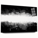 Black and white abstract wall art design in acrylic glass, showcasing a modern, minimalist aesthetic with smooth edges and a sleek side profile.