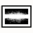 Framed black-and-white abstract wall art design featuring geometric shapes and dynamic lines, enhancing modern decor aesthetics.